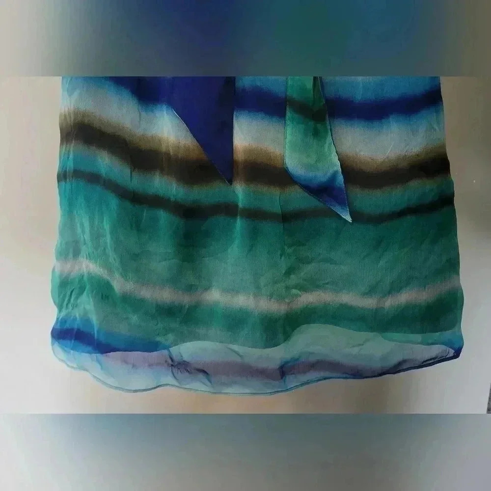 VTG 1990s The Limited Blue Green Mandarin V-Neck Sheath Dress Women's Size 4 - Picture 13 of 16